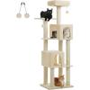 imagePAWZ Road Tall Cat Tower 70 Inch Cat Tree with Hammock 5 Scratching Posts 2 Condos and a Large Top Perches for Large CatsBeige