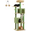 imagePAWZ Road Tall Cat Tower 70 Inch Cat Tree with Hammock 5 Scratching Posts 2 Condos and a Large Top Perches for Large CatsCactus Green