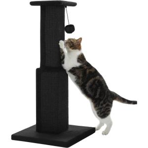 imagePAWZ Road Carpet Cat Scratching Post 32 Tall Scratching Post for Indoor Cats Adults Ultimate Scratch Post with Carpet Large Base and Removable Dangling Ball GreenDark Black