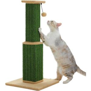 imagePAWZ Road Carpet Cat Scratching Post 32 Tall Scratching Post for Indoor Cats Adults Ultimate Scratch Post with Carpet Large Base and Removable Dangling Ball GreenGreen