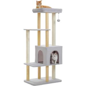 imagePAWZ Road Large Cat Tree 73 Inches Tall Cat Tower with 1 Large Padded Perch2 Spacious Hammocks8 Long Scratching Posts XL Plush Cat Condo for Indoor Adult CatsBeigeGray