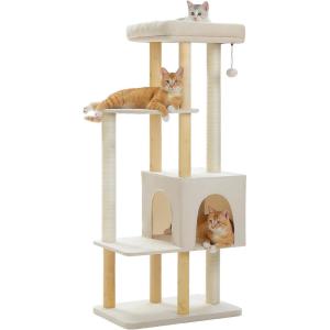 imagePAWZ Road Large Cat Tree 73 Inches Tall Cat Tower with 1 Large Padded Perch2 Spacious Hammocks8 Long Scratching Posts XL Plush Cat Condo for Indoor Adult CatsBeigeBeige