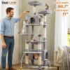 imagePAWZ Road Heavy Duty Cat Tree for Large Cats 81 Inches Tall Cat Tower with 2 Perches 2 Condos and Spacious Hammock XL Extra Large Condo with 7 Scratching Posts for 20lb Adult CatsGrayGray