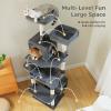 imagePAWZ Road Heavy Duty Cat Tree for Large Cats 81 Inches Tall Cat Tower with 2 Perches 2 Condos and Spacious Hammock XL Extra Large Condo with 7 Scratching Posts for 20lb Adult CatsGrayDark Gray