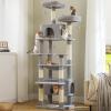 imagePAWZ Road Heavy Duty Cat Tree for Large Cats 81 Inches Tall Cat Tower with 2 Perches 2 Condos and Spacious Hammock XL Extra Large Condo with 7 Scratching Posts for 20lb Adult CatsGrayGray