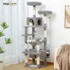 imagePAWZ Road Heavy Duty Cat Tree for Large Cats 81 Inches Tall Cat Tower with 2 Perches 2 Condos and Spacious Hammock XL Extra Large Condo with 7 Scratching Posts for 20lb Adult CatsGrayGray