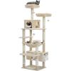 imagePAWZ Road Heavy Duty Cat Tree for Large Cats 81 Inches Tall Cat Tower with 2 Perches 2 Condos and Spacious Hammock XL Extra Large Condo with 7 Scratching Posts for 20lb Adult CatsGrayBeige