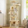 imagePAWZ Road Heavy Duty Cat Tree for Large Cats 81 Inches Tall Cat Tower with 2 Perches 2 Condos and Spacious Hammock XL Extra Large Condo with 7 Scratching Posts for 20lb Adult CatsGrayBeige