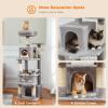 imagePAWZ Road Heavy Duty Cat Tree for Large Cats 81 Inches Tall Cat Tower with 2 Perches 2 Condos and Spacious Hammock XL Extra Large Condo with 7 Scratching Posts for 20lb Adult CatsGrayGray