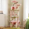 imagePAWZ Road Heavy Duty Cat Tree for Large Cats 81 Inches Tall Cat Tower with 2 Perches 2 Condos and Spacious Hammock XL Extra Large Condo with 7 Scratching Posts for 20lb Adult CatsGrayPink
