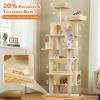imagePAWZ Road Heavy Duty Cat Tree for Large Cats 81 Inches Tall Cat Tower with 2 Perches 2 Condos and Spacious Hammock XL Extra Large Condo with 7 Scratching Posts for 20lb Adult CatsGrayBeige