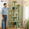 imagePAWZ Road Heavy Duty Cat Tree for Large Cats 81 Inches Tall Cat Tower with 2 Perches 2 Condos and Spacious Hammock XL Extra Large Condo with 7 Scratching Posts for 20lb Adult CatsGrayGreen