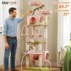 imagePAWZ Road Heavy Duty Cat Tree for Large Cats 81 Inches Tall Cat Tower with 2 Perches 2 Condos and Spacious Hammock XL Extra Large Condo with 7 Scratching Posts for 20lb Adult CatsGrayPink