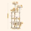 imagePAWZ Road Heavy Duty Cat Tree for Large Cats 81 Inches Tall Cat Tower with 2 Perches 2 Condos and Spacious Hammock XL Extra Large Condo with 7 Scratching Posts for 20lb Adult CatsGrayBeige