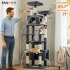 imagePAWZ Road Heavy Duty Cat Tree for Large Cats 81 Inches Tall Cat Tower with 2 Perches 2 Condos and Spacious Hammock XL Extra Large Condo with 7 Scratching Posts for 20lb Adult CatsGrayDark Gray
