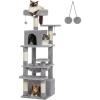 imagePAWZ Road Heavy Duty Cat Tree for Large Cats 81 Inches Tall Cat Tower with 2 Perches 2 Condos and Spacious Hammock XL Extra Large Condo with 7 Scratching Posts for 20lb Adult CatsGrayGray
