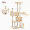 imagePAWZ Road Cat Tree 516 Inches Cat Tower with Dual Condos Spacious Perch Cozy Basket and SisalCovered Scratching Posts for Indoor Cats BeigeBeige