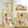 imagePAWZ Road Cat Tree 516 Inches Cat Tower with Dual Condos Spacious Perch Cozy Basket and SisalCovered Scratching Posts for Indoor Cats BeigeBeige
