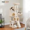 imagePAWZ Road Cat Tree 516 Inches Cat Tower with Dual Condos Spacious Perch Cozy Basket and SisalCovered Scratching Posts for Indoor Cats BeigeBeige