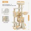 imagePAWZ Road Cat Tree 516 Inches Cat Tower with Dual Condos Spacious Perch Cozy Basket and SisalCovered Scratching Posts for Indoor Cats BeigeBeige