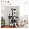 imagePAWZ Road Cat Tree 516 Inches Cat Tower with Dual Condos Spacious Perch Cozy Basket and SisalCovered Scratching Posts for Indoor Cats BeigeDark Gray