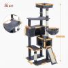 imagePAWZ Road Cat Tree 516 Inches Cat Tower with Dual Condos Spacious Perch Cozy Basket and SisalCovered Scratching Posts for Indoor Cats BeigeDark Gray