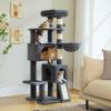 imagePAWZ Road Cat Tree 516 Inches Cat Tower with Dual Condos Spacious Perch Cozy Basket and SisalCovered Scratching Posts for Indoor Cats BeigeDark Gray