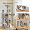 imagePAWZ Road Cat Tree 516 Inches Cat Tower with Dual Condos Spacious Perch Cozy Basket and SisalCovered Scratching Posts for Indoor Cats BeigeGray