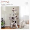 imagePAWZ Road Cat Tree 516 Inches Cat Tower with Dual Condos Spacious Perch Cozy Basket and SisalCovered Scratching Posts for Indoor Cats BeigeGray