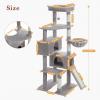 imagePAWZ Road Cat Tree 516 Inches Cat Tower with Dual Condos Spacious Perch Cozy Basket and SisalCovered Scratching Posts for Indoor Cats BeigeGray