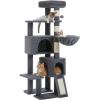 imagePAWZ Road Cat Tree 516 Inches Cat Tower with Dual Condos Spacious Perch Cozy Basket and SisalCovered Scratching Posts for Indoor Cats BeigeDark Gray