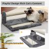 imagePAWZ Road Cat Tree for Indoor Cats 26 Inches Cat Tower with Large Perch Private Condo Small Cat Condo with Spring Ball ampamp 2 Scratching Posts for CatsGrayCat Post