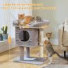 imagePAWZ Road Cat Tree for Indoor Cats 26 Inches Cat Tower with Large Perch Private Condo Small Cat Condo with Spring Ball ampamp 2 Scratching Posts for CatsGrayCat Post with Condo