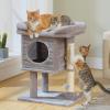 imagePAWZ Road Cat Tree for Indoor Cats 26 Inches Cat Tower with Large Perch Private Condo Small Cat Condo with Spring Ball ampamp 2 Scratching Posts for CatsGrayCat Post with Condo