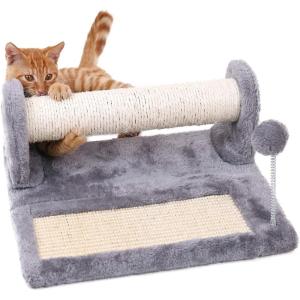 imagePAWZ Road Cat Tree for Indoor Cats 26 Inches Cat Tower with Large Perch Private Condo Small Cat Condo with Spring Ball ampamp 2 Scratching Posts for CatsGrayCat Post