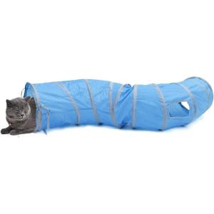 imageCat Toys InteractivePAWZ Road Collapsible Tunnel for Bunnies Kittens Ferrets and Small Dogs with Two peekaBoo Holes Blue