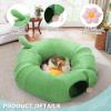 imagePAWZ Road Cat Tunnel Cactus Cat Donut Tunnel Collapsible Cat Tunnel Tube Dia38 inches with Flower Soft Mat for Indoor Cats and RabbitsGreen