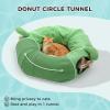 imagePAWZ Road Cat Tunnel Cactus Cat Donut Tunnel Collapsible Cat Tunnel Tube Dia38 inches with Flower Soft Mat for Indoor Cats and RabbitsGreen