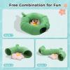 imagePAWZ Road Cat Tunnel Cactus Cat Donut Tunnel Collapsible Cat Tunnel Tube Dia38 inches with Flower Soft Mat for Indoor Cats and RabbitsGreen