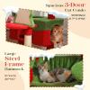 imagePAWZ Road Christmas Cat Tree 72 Inches Tall Cat Tower with 2 Perches 2 Condos and Spacious Hammock Attractive Cat House with Xmas Tree Scratcher 7 Scratching Posts for Large CatsRed Green