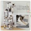 imagePAWZ Road Christmas Cat Tree 72 Inches Tall Cat Tower with 2 Perches 2 Condos and Spacious Hammock Attractive Cat House with Xmas Tree Scratcher 7 Scratching Posts for Large CatsGray