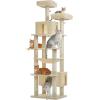 imagePAWZ Road Christmas Cat Tree 72 Inches Tall Cat Tower with 2 Perches 2 Condos and Spacious Hammock Attractive Cat House with Xmas Tree Scratcher 7 Scratching Posts for Large CatsBeige