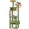 imagePAWZ Road Christmas Cat Tree 72 Inches Tall Cat Tower with 2 Perches 2 Condos and Spacious Hammock Attractive Cat House with Xmas Tree Scratcher 7 Scratching Posts for Large CatsGreen