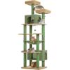 imagePAWZ Road Christmas Cat Tree 72 Inches Tall Cat Tower with 2 Perches 2 Condos and Spacious Hammock Attractive Cat House with Xmas Tree Scratcher 7 Scratching Posts for Large CatsGreen