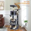 imagePAWZ Road Christmas Cat Tree 72 Inches Tall Cat Tower with 2 Perches 2 Condos and Spacious Hammock Attractive Cat House with Xmas Tree Scratcher 7 Scratching Posts for Large CatsDark Gray
