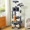 imagePAWZ Road Christmas Cat Tree 72 Inches Tall Cat Tower with 2 Perches 2 Condos and Spacious Hammock Attractive Cat House with Xmas Tree Scratcher 7 Scratching Posts for Large CatsDark Gray