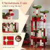 imagePAWZ Road Christmas Cat Tree 72 Inches Tall Cat Tower with 2 Perches 2 Condos and Spacious Hammock Attractive Cat House with Xmas Tree Scratcher 7 Scratching Posts for Large CatsRed Green