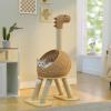 imagePAWZ Road Modern Cat Tree 46 Cat Dinosaur Tower with Scratching Post Large Rattan Cats House in 18 Diameter Wicker Cats Bed with Removable Mat