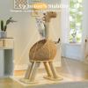 imagePAWZ Road Modern Cat Tree 46 Cat Dinosaur Tower with Scratching Post Large Rattan Cats House in 18 Diameter Wicker Cats Bed with Removable Mat