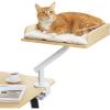 imagePAWZ Road Cat Desk Bed Wooden Cat Bed for Desk Supports Up to 50 lbs 360 Rotation ampamp Adjustable Nest Desktop Attachment Cats Hammock for Table BeigeBeige